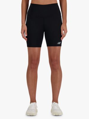 Womens New Balance Harmony High Rise 6 Inch Black Biker Shorts