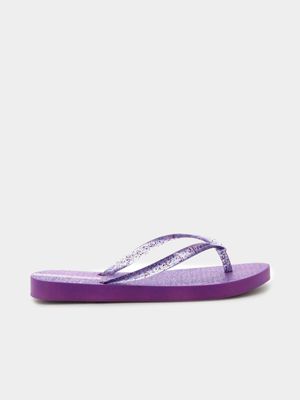 Kid's Ipanema Purple Glitter Flip Flops