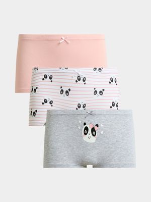 Girl's White & Pink 3-Pack Boyleg