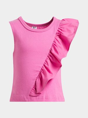 Jet Younger Girls Pink Woven Combo T-Shirt