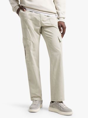 Jet Men's Beig Straight Leg Cargo Pants