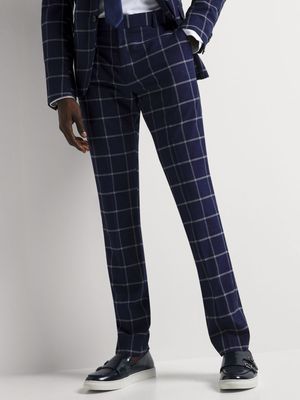 Men's Markham Slim SB  Windowpane Navy Check Trouser