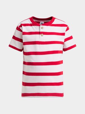 Jet Younger Boys Red/White Stripe Henley T-Shirt