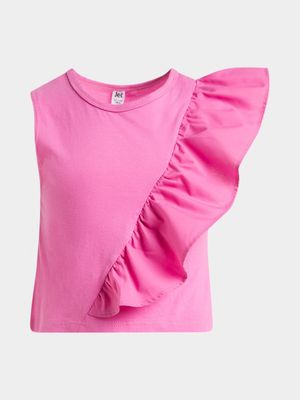 Jet Younger Girls Pink Woven Combo T-Shirt