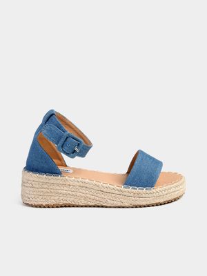 Women's Madison Blue Carina 2 Plain Strap Espadrille Wedges