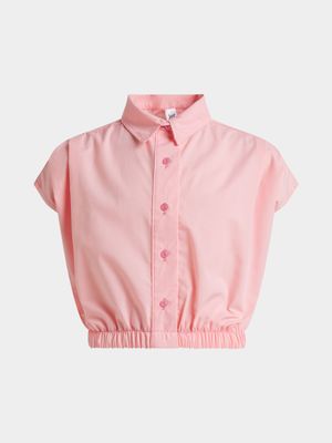 Jet Younger Girls Pink Elasticated Shirt