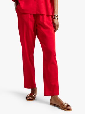 Jet Women's Red Linen Tapered Pants