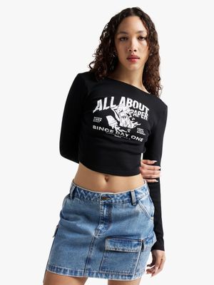 Rdbat Women's Black Cropped Top