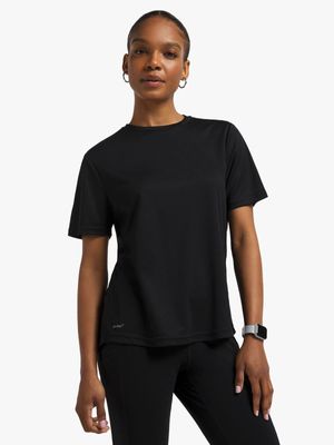 Womens TS Birdseye Black Performance Tee