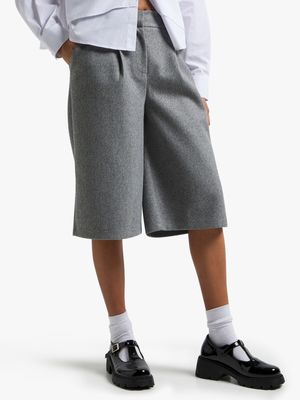 Women's Grey Melton Bermuda Shorts