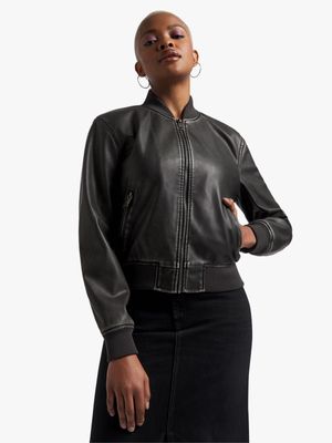 Women's Black Vintage Bomber Jacket