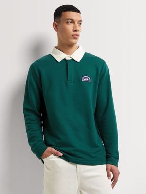 Men's Markham Long Sleeve Contrast Collar Green/Milk Golfer