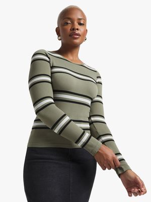 Women's Fatigue Striped Seamless Top