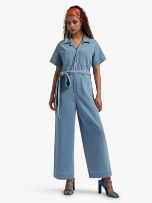 Women's Light Wash Denim Jumpsuit