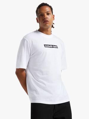 Men's White Adult-ish Graphic Top