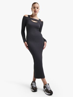 Women's Charcoal Seamless Arm Warmer Dress