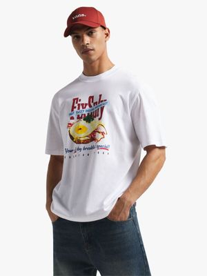 Men's White Breakfast Graphic Top