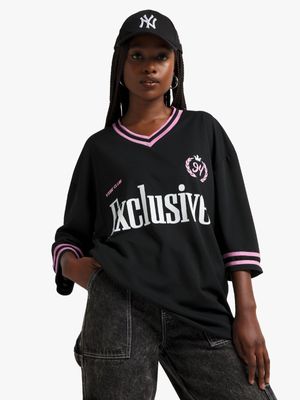 Women's Black Birdseye Oversized Top