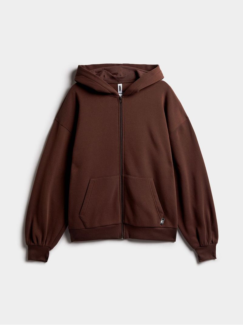 Men's Brown Oversized Zip Up Hoodie - Bash.com