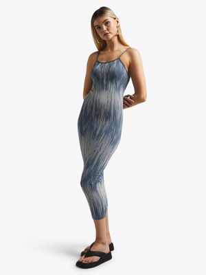 Women's Blue Seamless Maxi Dress