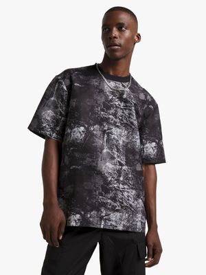 Men's Charcoal & Grey Camo Print Top