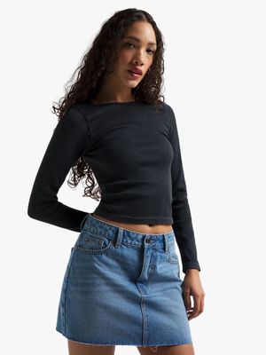 Women's Light Wash Denim Mini Skirt