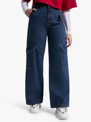 Women's Dark Wash Carpenter Utility Jeans