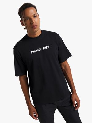 Men's Black Paranoid Crew Graphic Top