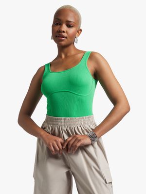 Women's Green Corset Tank Top