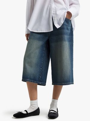 Women's Medium Wash Denim Bermuda Shorts