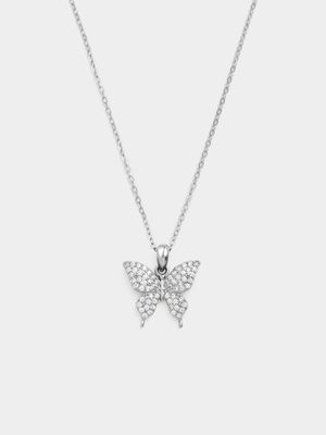 Sterling Silver Cubic Zirconia Butterfly Pendant