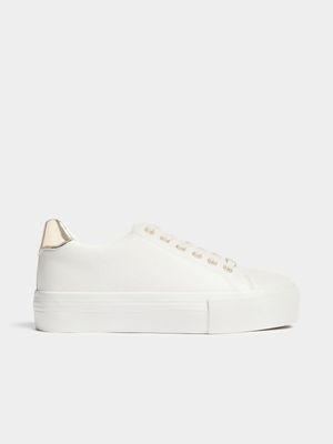 Jet Women's White/Gold Platform Sneakers