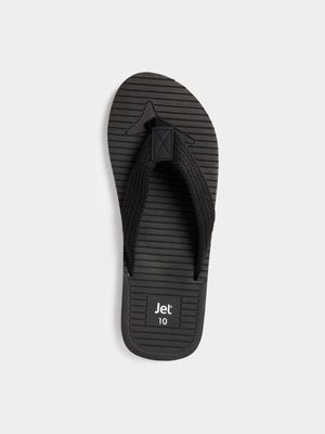 Jet Men's Black Webbing Flip Flops