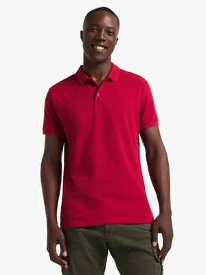 Jet Men's Rythmic Red Pique Golf Shirt