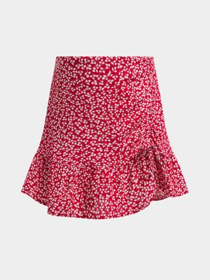 Jet Younger Girls Red/White Viscose Skirt