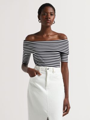 Rib Off Shoulder Top