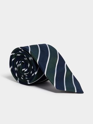 Men's Markham Regular Stripe Navy/Green Tie