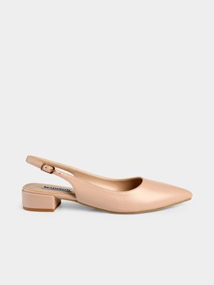 Women's Madison Nude Bellarose Pointy Toe Slingback Heels