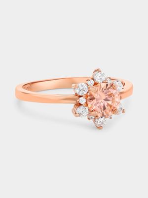 Rose Gold Pink Cubic Zirconia Starburst Ring