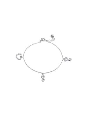 Miss Swiss Sterling Silver Cubic Zirconia Charm Bracelet