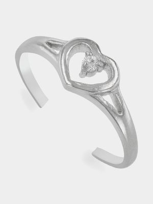 Sterling Silver & Cubic Zirconia Heart Design Toe Ring