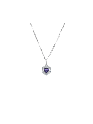 Sterling Silver Indigo Cubic Zirconia Kid's February Birthstone Pendant Necklace