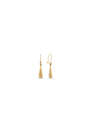 Yellow Gold Women's Engraved Gold Teardrop Earrings