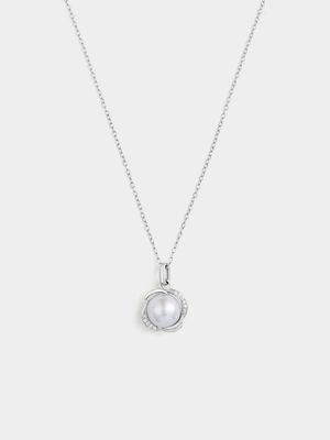 Sterling Silver Grey Freshwater Pearl Lily Pad Pendant