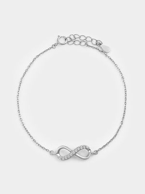 Sterling Silver Cubic Zirconia Kid's Infinity Bracelet