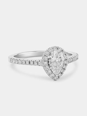 White Gold 0.9ct Lab Grown Diamond Pear Halo Ring