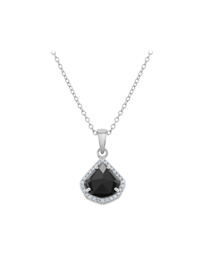 Sterling Silver Black Cubic Zirconia Iconic Halo Women’s Pendant