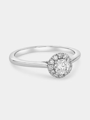 White Gold 0.5ct Lab Grown Diamond Solitaire Halo Ring