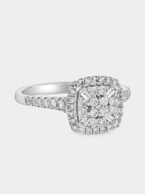 White Gold 0.5ct Lab Grown Diamond Cushion Halo Ring