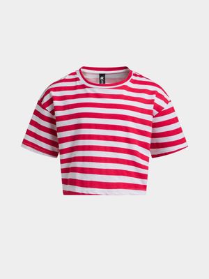 Jet Older Girls Red/White Stripe Boxy T-Shirt